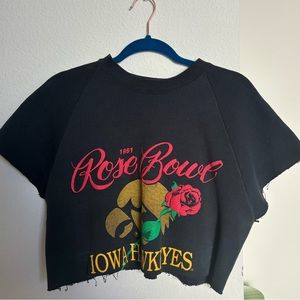 Vintage Rose Bowl Cropped Cuttoff Sweatshirt